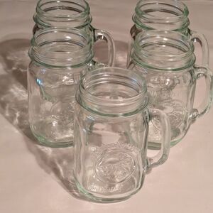 Clear Glass Mason Jar Mugs Set